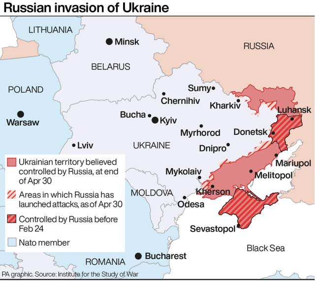 PA infographic showing Russian invasion of Ukraine
