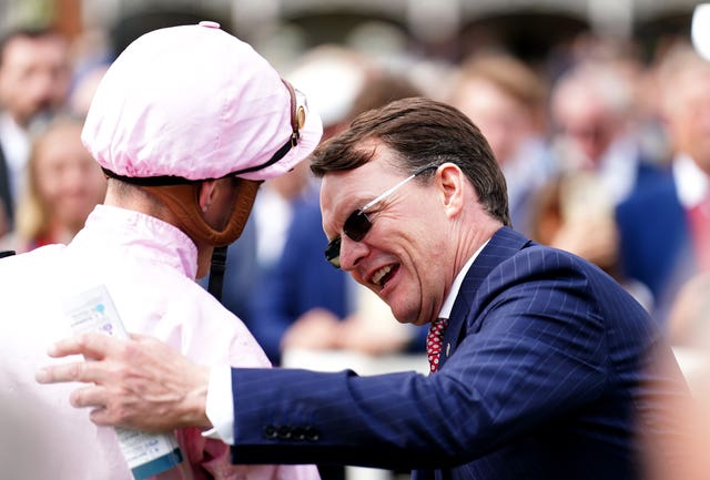 James Doyle is congratulated by Aidan O'Brien 