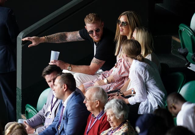 England cricket captain Ben Stokes was among the crowd on Centre Court