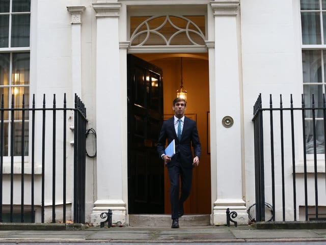 Chancellor Rishi Sunak leaves 11 Downing Street ahead of delivering his Spending Review in the House of Commons