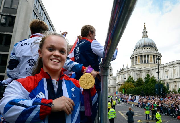Gold medallist Ellie Simmonds at the London 2012 celebration parade