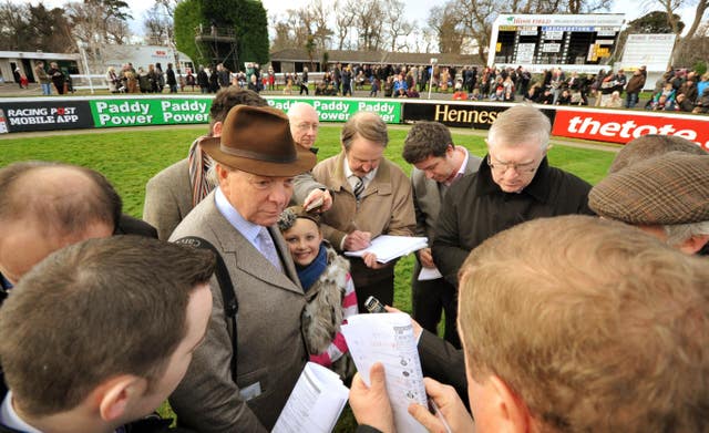 Edward O'Grady speaks to the press at Leopardstown
