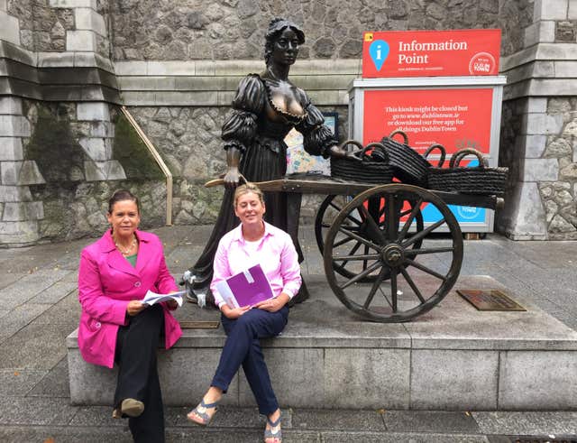 Maire Devine, right, with Sinn Fein colleague Mary Lou McDonald (Sinn Fein/PA)