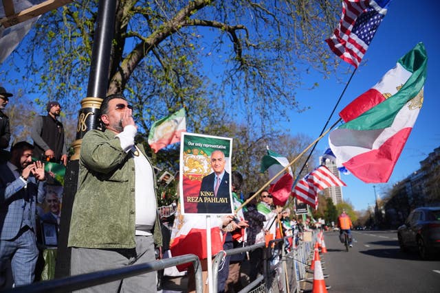 The Stage for Freedom demonstration outside the Iranian embassy in London