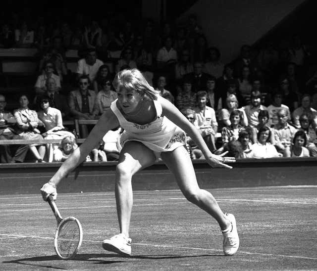 Britain's Sue Barker in action at Wimbledon in 1977