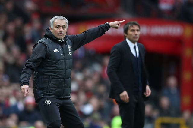 Manchester United boss Jose Mourinho and Chelsea head coach Antonio Conte on the touchline