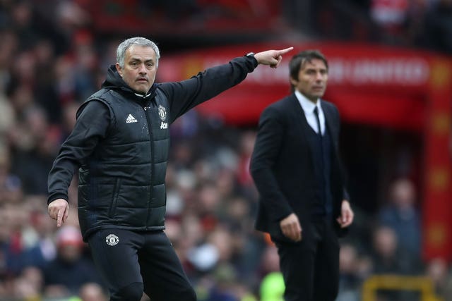 Manchester United boss Jose Mourinho and Chelsea head coach Antonio Conte on the touchline