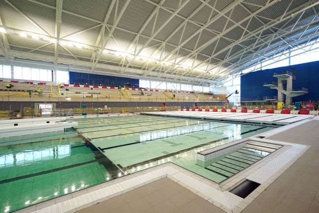 General view of as work continues at Sandwell Aquatics Centre