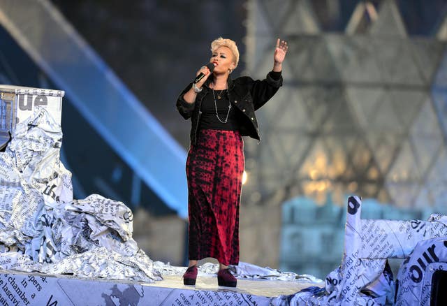 Emeli Sande performs during the Closing Ceremony at the Olympics 