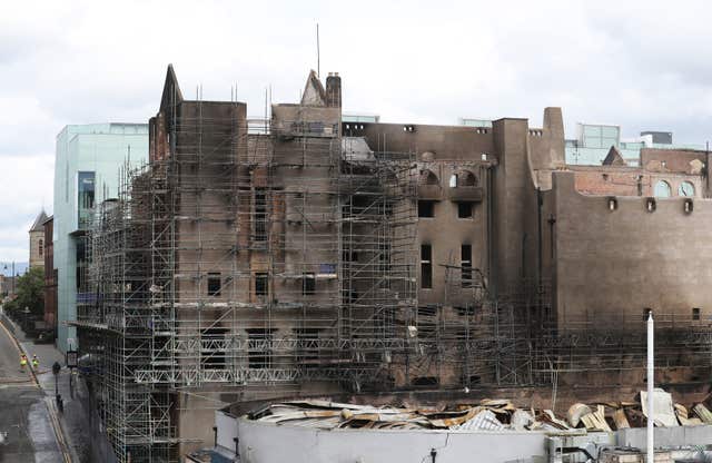 The Mackintosh was gutted by the blaze, while surrounding properties were also damaged (Andrew Milligan/PA)