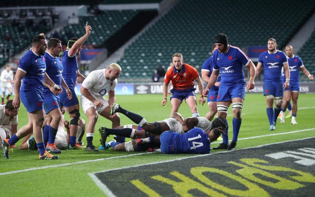 Maro Itoje crosses late on as England beat France 23-20 at Twickenham (David Davies/PA).