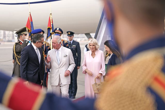 The Prince of Wales and Duchess of Cornwall at Cairo Airport in Egypt 