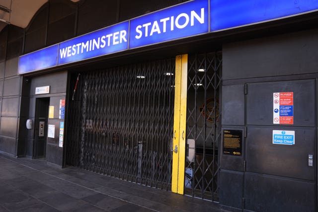 Shuttered Westminster Tube station