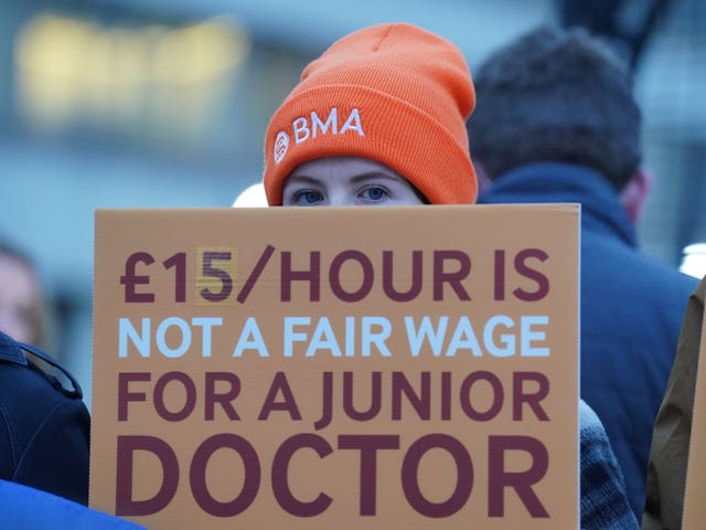 Junior doctors in Wales are holding a three-day strike over pay (Jonathan Brady/PA)