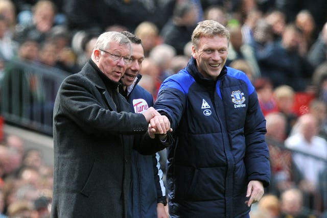 Former Manchester United manager Sir Alex Ferguson and David Moyes (right). (PA)