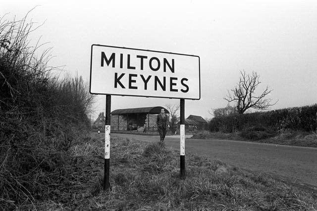 A sign for Milton Keynes before construction started (Archive/PA)
