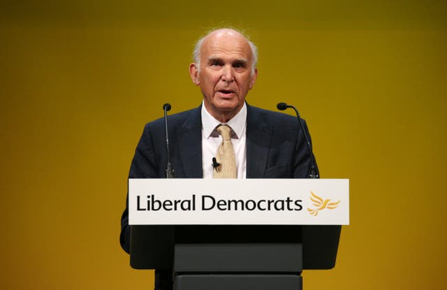 Sir Vince Cable speaking at Lib Dem conference