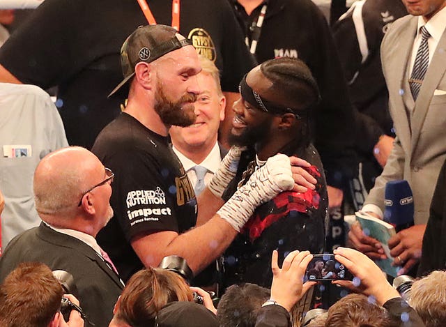 Tyson Fury and Deontay Wilder came face-to-face after the fight on Saturday