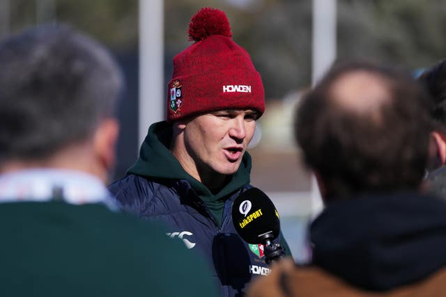 British and Irish Lions coach Johnny Sexton is interviewed by the media in Canberra on Tuesday 