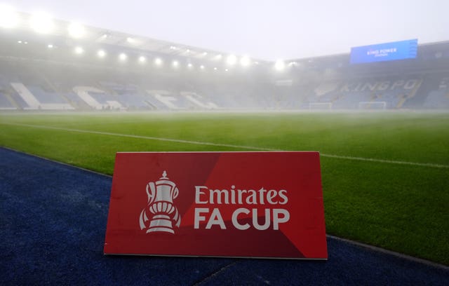 General view of an FA Cup sign