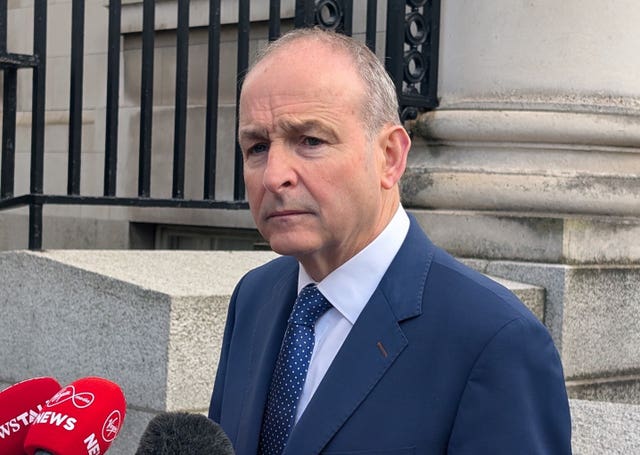 Taoiseach Micheal Martin speaks to reporters before a Cabinet meeting in Dublin