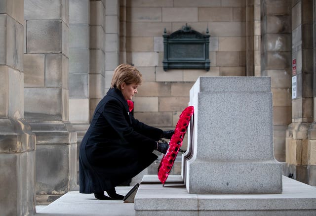 Nicola Sturgeon lays wreath