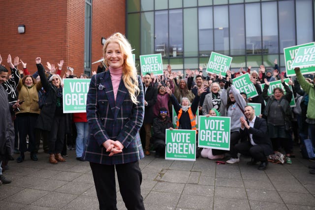 Hannah Spencer being unveiled as the Green Party’s candidate for the Gorton and Denton by-election 