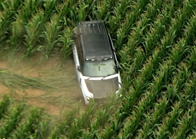 The stolen Land Rover ploughed through a 6ft high maize field to try to evade officers