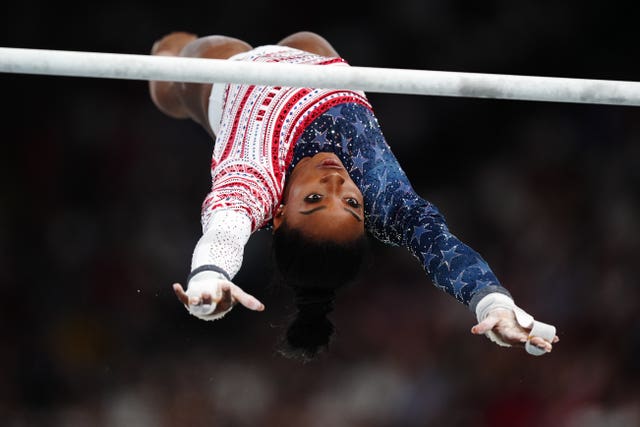 Simone Biles on the uneven bars