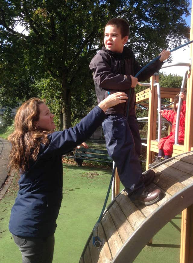 Alfie Dingley and his mother Hannah Deacon (Maggie Deacon/PA)