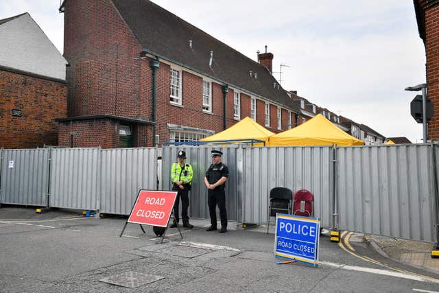 Police at a cordon in Salisbury