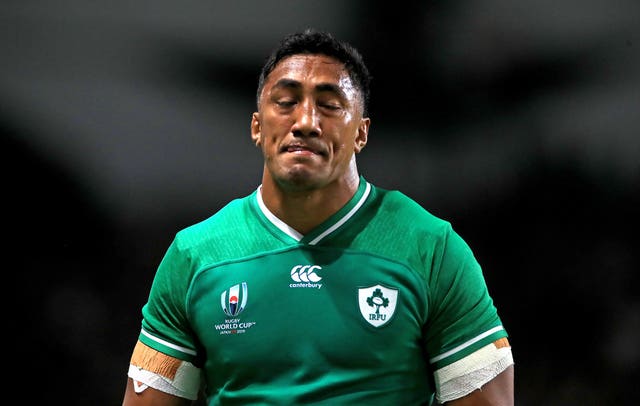 Bundee Aki leaves the field after receiving a red card 