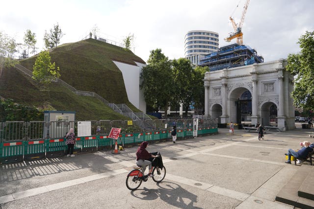 General view of the Marble Arch Mound in central London