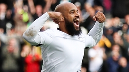 David McGoldrick celebrated a hat-trick for Derby (Isaac Parkin/PA)