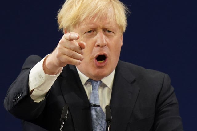 Prime Minister Boris Johnson delivers his keynote speech to the Conservative Party conference in Manchester