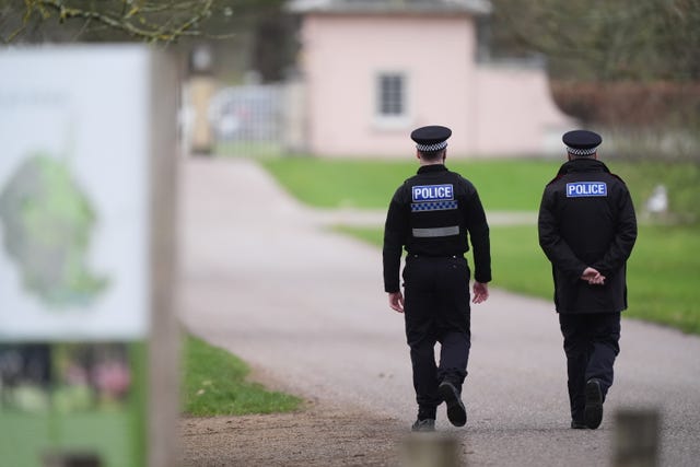 Police officers at Royal Lodge, the former home of Andrew Mountbatten-Windsor