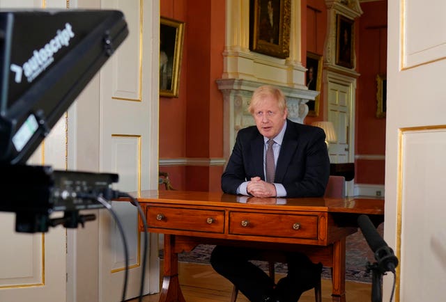 PM Boris Johnson addressed the nation almost two months into lockdown, setting out a roadmap towards lifting restrictions (Andrew Parsons/10 Downing Street/Crown Copyright/PA)