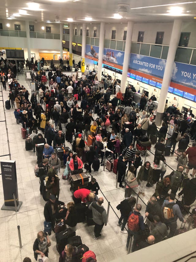 Queues of passengers at Gatwick