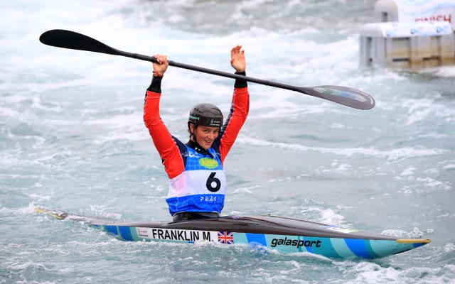 Mallory Franklin after her gold medal winning run at the Canoe Slalom World Cup