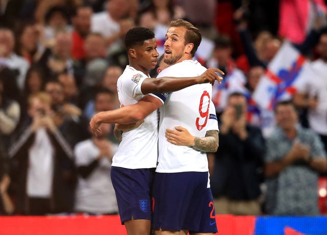 Marcus Rashford ,left, and Harry Kane