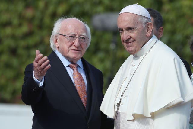 Pope Francis with Irish President Michael D Higgins