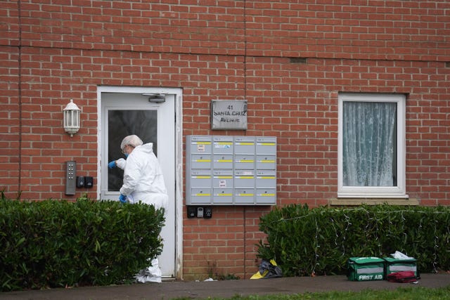 A police forensic officer at the scene 