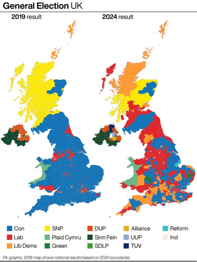 Graphic showing the general election results