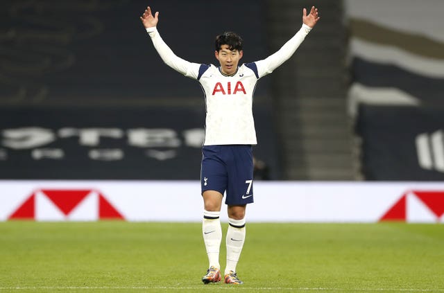 Son Heung-min celebrates putting Tottenham in front 