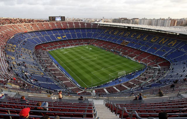 England's players have been sent footage of a match played at an empty Nou Camp (Nick Potts/PA).