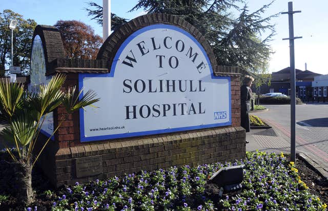 A sign which read 'Welcome to Solihull Hospital'