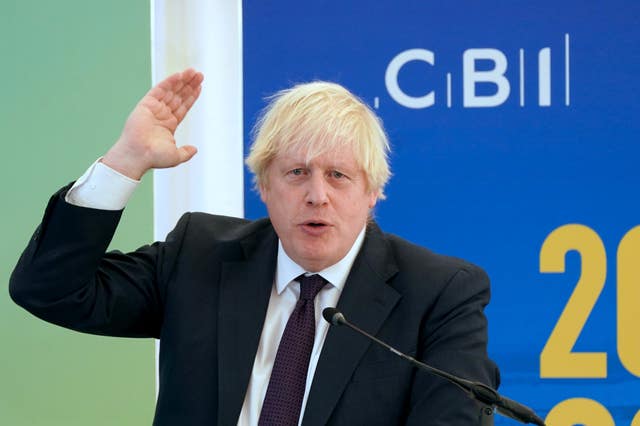 Boris Johnson speaking during the CBI annual conference
