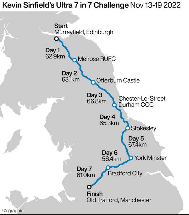 Kevin Sinfield challenge map