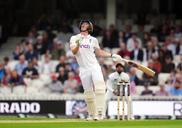 Dan Lawrence reacts as he is caught off Lahiru Kumara