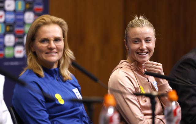 England boss Sarina Wiegman and captain Leah Williamson 